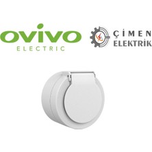 MCM Group Beyaz Kapaklı Topraklı Priz Sıva Üstü