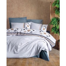 MCM Group Cotton Box Puff Nakışlı Ranforce Çift Kişilik Nevresim Takımı Stesso Mavi