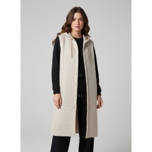 Puyeni Düğme Detaylı Kapüşonlu Kapitone Yelek 110CM