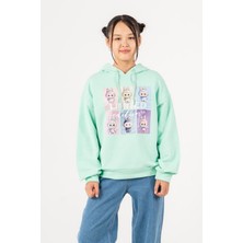 Giyicem Kız Çocuk Labubu Baskılı 3 Iplik Kışlık Şardonsuz Sweatshirt 4540
