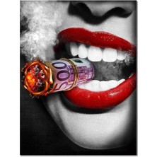 Dekoratif Red Lips ''€'' Hd Dijital Baskı Dikey Kanvas Tablo Ofis Işyeri Cafe Dekoru
