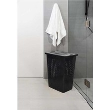 Turanyolu Siyah Lüks Kapaklı Çamaşır Sepeti – Modern ve Şık Tasarım