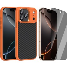 Vendas iPhone 17 Pro Kılıf M-Safe Şarj Özellikli Karbon Fiber Görünümlü Zore Truva Silikon Kapak + Hayalet Ekran Koruyucu