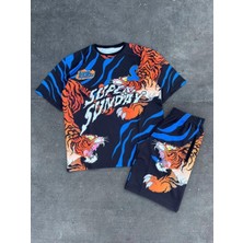 Rawea Fashion Erkek Dijital Baskılı Şortlu Takım - Mavi