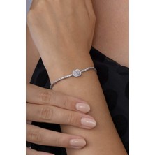 Gümüş Pazarım Baget Taşlı Rodyum Kaplama 925 Ayar Gümüş Bileklik