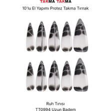 Takma Takma 10'lu Siyah Uzun Badem TT0994 Tekrar Kullanılabilir El Yapımı Protez Takma Tırnak - Siyah-L