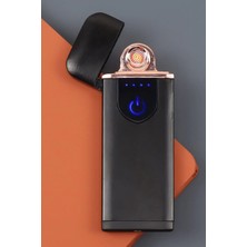 MCM Group Kapaklı Işıklı  USB Şarjlı Çakmak Alevsiz Elektronik Çakmak Rüzgarda Sönmez Kablo Dahil