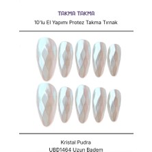 Takma Takma 10'lu Ten Rengi Uzun Badem UBD1464 Tekrar Kullanılabilir El Yapımı Protez Takma Tırnak - Ten Rengi-M
