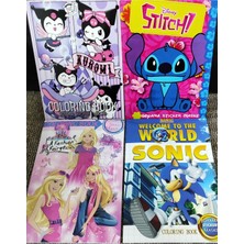 4 Adet Stickerli Boyama Kitabı (Stitch/barbie/sonic/y.kuromi Figürlü)