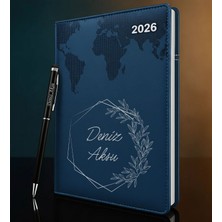 Bk Gift Kişiye Özel Isimli Termo Sert Kapak 2026 Lacivert Ajanda & Kalem -9, Öğretmenler Günü Hediyesi, Yeni Iş Hediyesi
