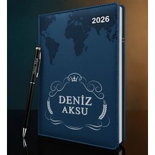 Bk Gift Kişiye Özel Isimli Termo Sert Kapak 2026 Lacivert Ajanda & Kalem -6, Öğretmenler Günü Hediyesi, Yeni Iş Hediyesi