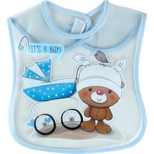 Mojo Bebek Şeffaf Baskılı Mama Önlüğü 8807 Mavi