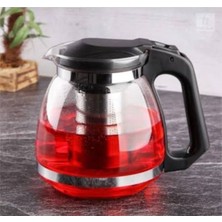 Turanyolu Isıya Dayanıklı Cam Demlik – 1500 Ml, Paslanmaz Çelik Süzgeçli