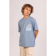 Mojo Bebek Mojo Erkek Çocuk 9-14 Yaş Baskılı Kısa Kol T-Shirt 7692 Mavi