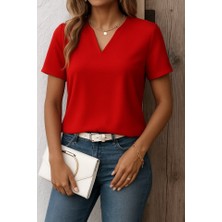 Nnstartshopping  Kadın Kısa Kollu V Yakalı Ithal Krep Elbise