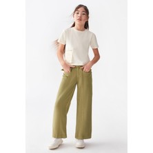 Nk Kids Kız Çocuk 8-14 Yaş Bol Paça Keten Pantolon 56710 Haki