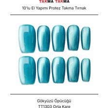 Takma Takma 15'li Mavi Orta Kare TT1303 Tekrar Kullanılabilir El Yapımı Protez Takma Tırnak - Mavi-S