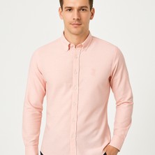 Tomris Butik Erkek Pudra Pembesi Keten Gömlek