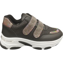 Ventes 928315Z 5 cm Topuk Boyu Ortopedik Bantlı Günlük Kadın Simli Sneaker Ayakkabı