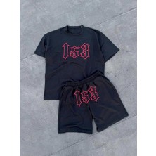 Rawea Fashion Erkek Nakış Işlemeli Şortlu Takım - Siyah