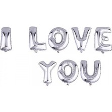 Parti Aksesuar I Love You Folyo Balon Gümüş Renk 35 cm