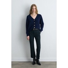 Gusto V Yaka Triko Yün Hırka - Lacivert