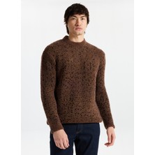 Mustang Bisiklet Yaka Loose Fit Düz Kahve Erkek Kazak M5WM-KZK1557