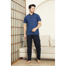 Enisena Erkek %100 Pamuk Pijama Takımı -3 Düğmeli-Robalı 12383
