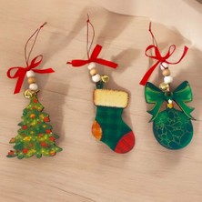 Hayaller Dükkanı Boncuklu 3 Lü Yılbaşı Süsü Yeşil Tonlarda