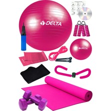 Delta 12 Li Pilates Seti Pilates Minderi 1 kg Dambıl Plates Topu Seti Termal Kemer Thigh Master