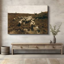 GülsenArt Anton Mauve Çoban Koyun Sürüsü Kırsal Kanvas Tablo Duvar Tablosu Dekoratif Ressam Tablosu
