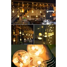 Canderel Dekoratif LED Işıklı Top Perde LED Animasyonlu Küre Toplu Ampul Perde LED Fişli 3 Metre