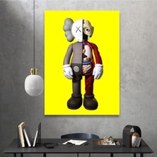 Sarı Unisex Kaws Duvar Dekorasyon Hd Dijital Baskı Dikey Kanvas Tablo Oturma Odası Ofis Dekor