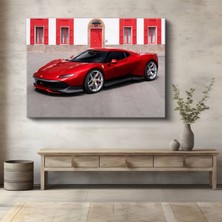 Ferrari SP90 Stradale Italyan Kanvas Tablo Maranello Süper Otomobil Özel Seri Tablo
