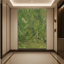 Vincent Van Gogh Kelebekli Çimen Doğa Manzarası Kanvas Tablo Duvar Tablosu Dekoratif Ressam Tablosu