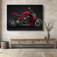 GülsenArt Ducati Diavel Kırmızı Italyan Kanvas Tablo Bologna Naked Motosikleti Tablo