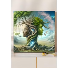 KutuTR 3D Görünümlü Temperli Cam Tablo – Doğa ve Insan Temalı Uv Baskı 33X33 CM-CTK034