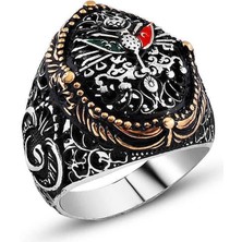 Gumush Hk Gümüş Erkek Yüzük Osmanlı Devlet Arması |Gümüş Takı Hediyelik Ürünler