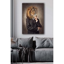 GülsenArt Aslan Kafa Insan Vücudu Hd Baskı Kanvas Tablo Hd Dijital Baskı Dikey Kanvas Tablo Dekoratif