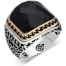 Gumush Hk Gümüş Erkek Yüzük Siyah Zirkon Taşlı |Gümüş Takı Hediyelik Ürünler