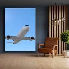 GülsenArt Boeing 777 Mavi Gökyüzü Kanvas Tablo Yükselen Yolcu Uçağı Havacılık Tablo