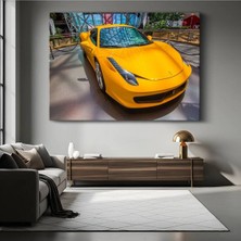 Ferrari 458 Italia Sarı Kanvas Tablo Italyan Spor Otomobil Maranello Tablo