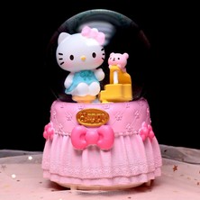 Keyfim Shop Hello Kitty Happy Temalı Işıklı Müzikli Püskürtmeli Büyük Boy Kar Küresi