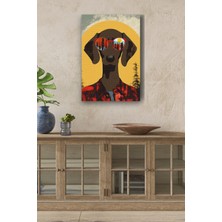 GülsenArt Gözlüklü Köpek Çizim Yağlı Boya Görünümlü Hd Dijital Baskı Dikey Kanvas Tablo 212