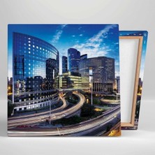 Şehir Manzarası Emlak Real Estate Emlakçı Hd Dijital Baskı Kare Kanvas Tablo Ofis Dekoru