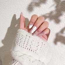 Takma Takma 10'lu Uzun Badem Pembe TT0927 Tekrar Kullanılabilir El Yapımı Protez Takma Tırnak - Pembe-S