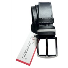 Gündoğdu Deri Siyah 4,5cm Gri Tek Dikişli Modelli Birinci Sınıf Suni Deri Kot Kemer