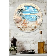 KutuTR 3D Görünümlü Temperli Cam Tablo – Deniz ve Kabuklar Temalı Duvar Süsü Uv Baskı 33X33 CM-CDS059