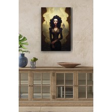 GülsenArt Modernist Kıvırcık Saçlı Kadın Yağlı Boya Görünümlü Hd Dijital Baskı Dikey Kanvas Tablo 5125