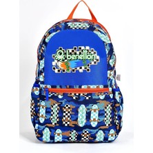 Benetton Erkek Çocuk Kaykay Baskılı Sırt Çantası 03693 Lacivert